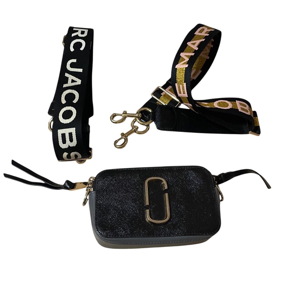 Marc Jacobs The Snapshot Crossbody‎ Bag Bue White Gold Hardware 2 Straps I11